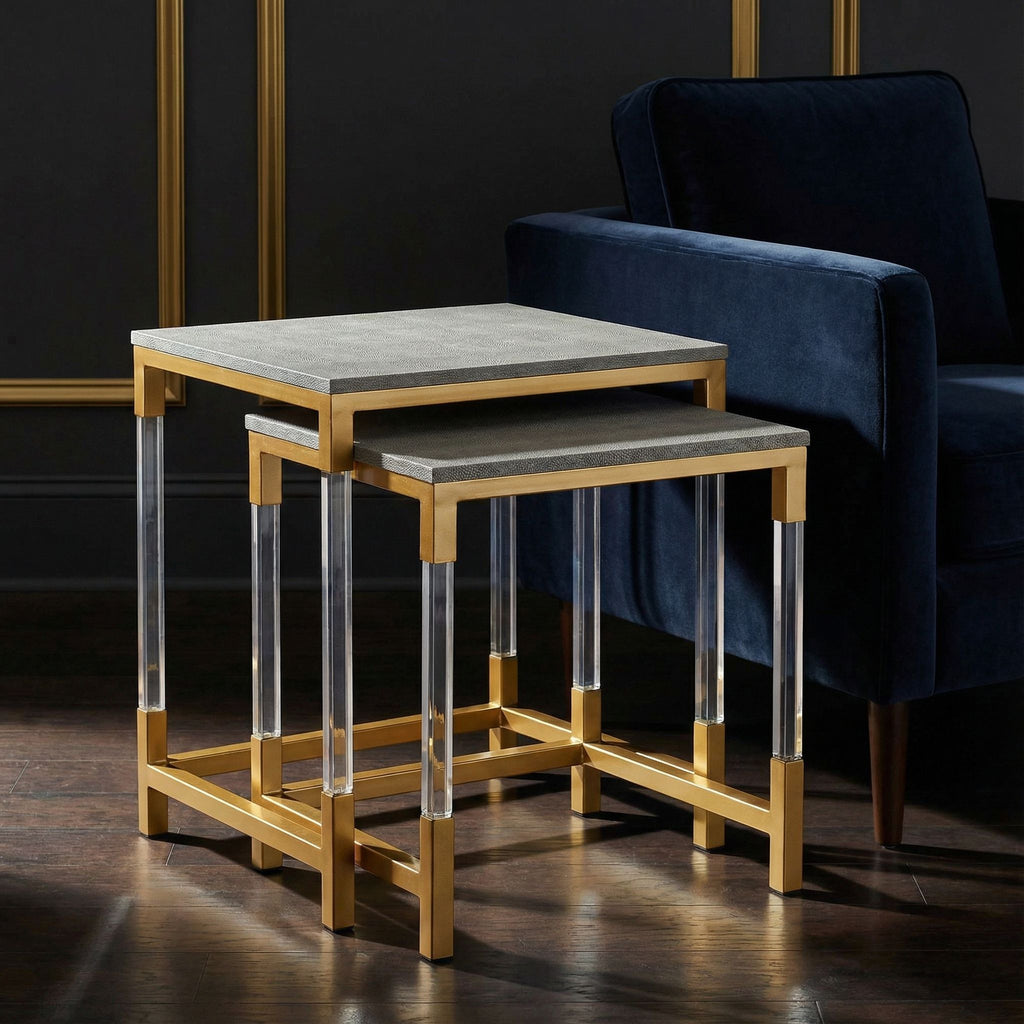 Annidarsi Square Nesting Tables with Clear Acrylic Legs, Set of 2