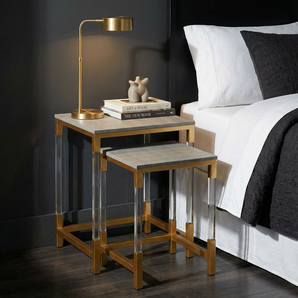 Annidarsi Square Nesting Tables with Clear Acrylic Legs, Set of 2