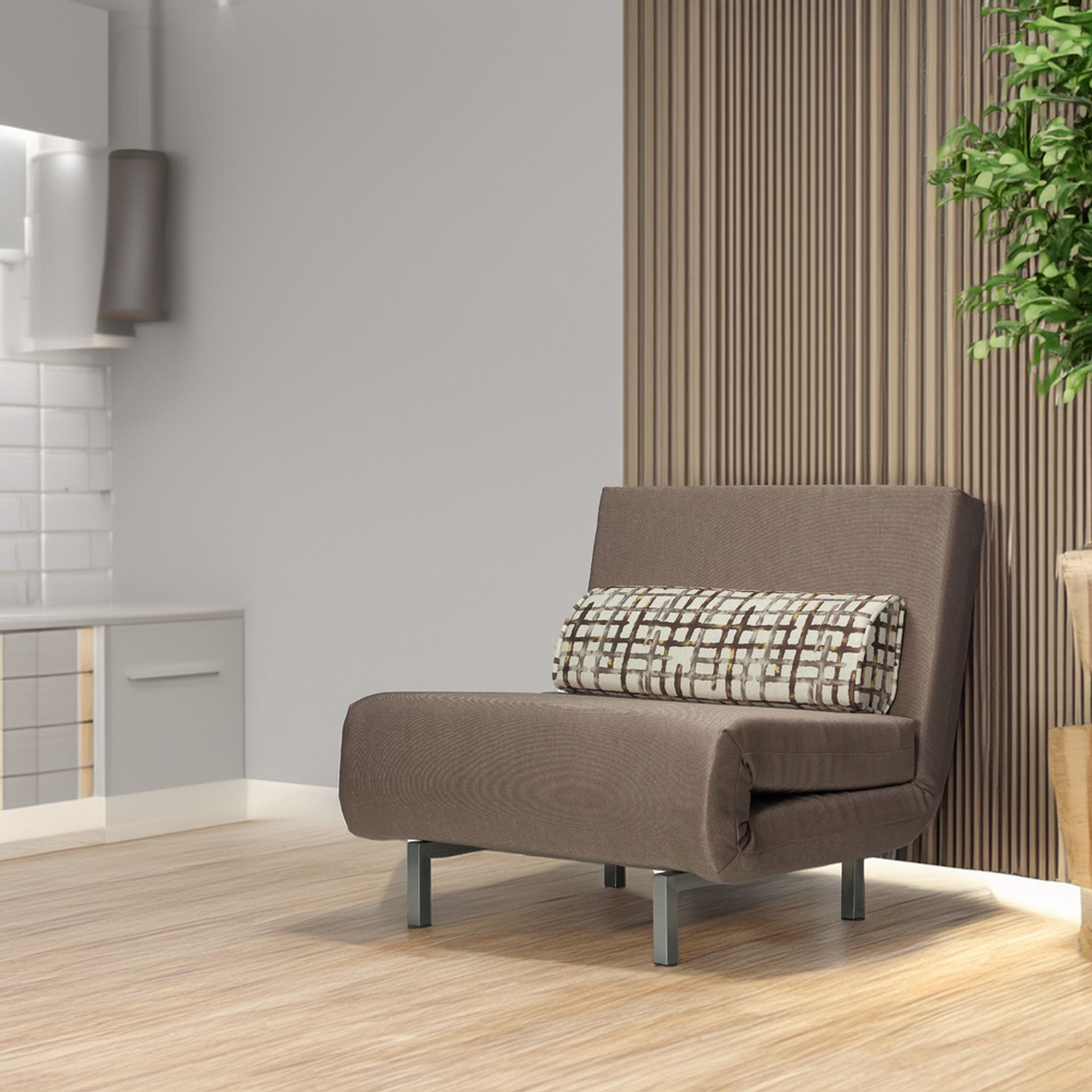Savion Taupe Convertible Accent Chair Bed