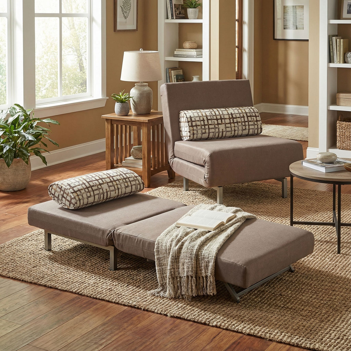 Savion Taupe Convertible Accent Chair Bed