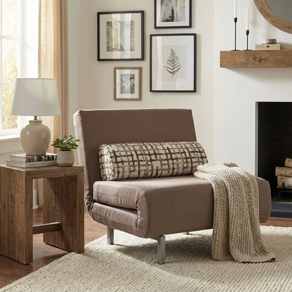 Savion Taupe Convertible Accent Chair Bed