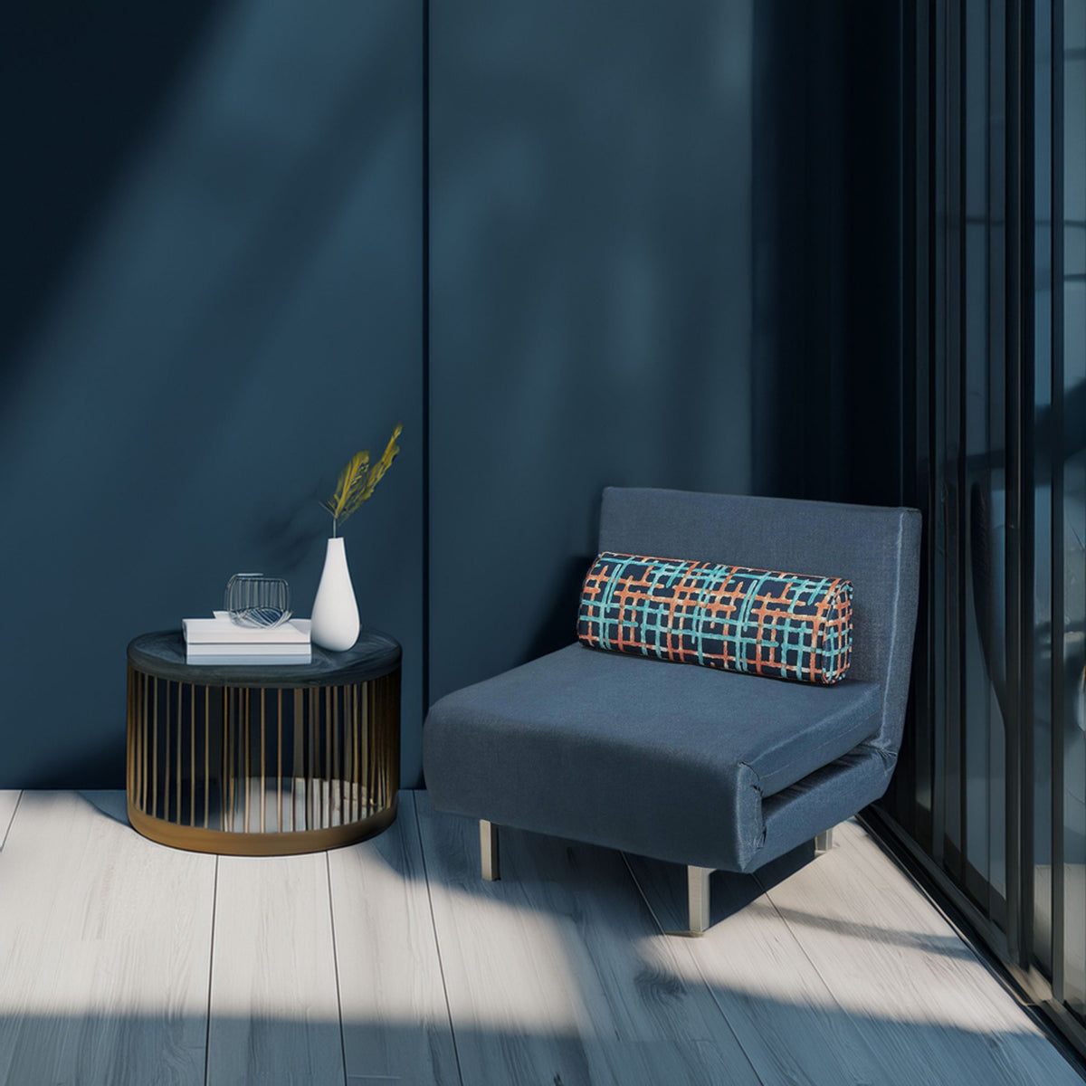 Savion Navy Convertible Accent Chair Bed