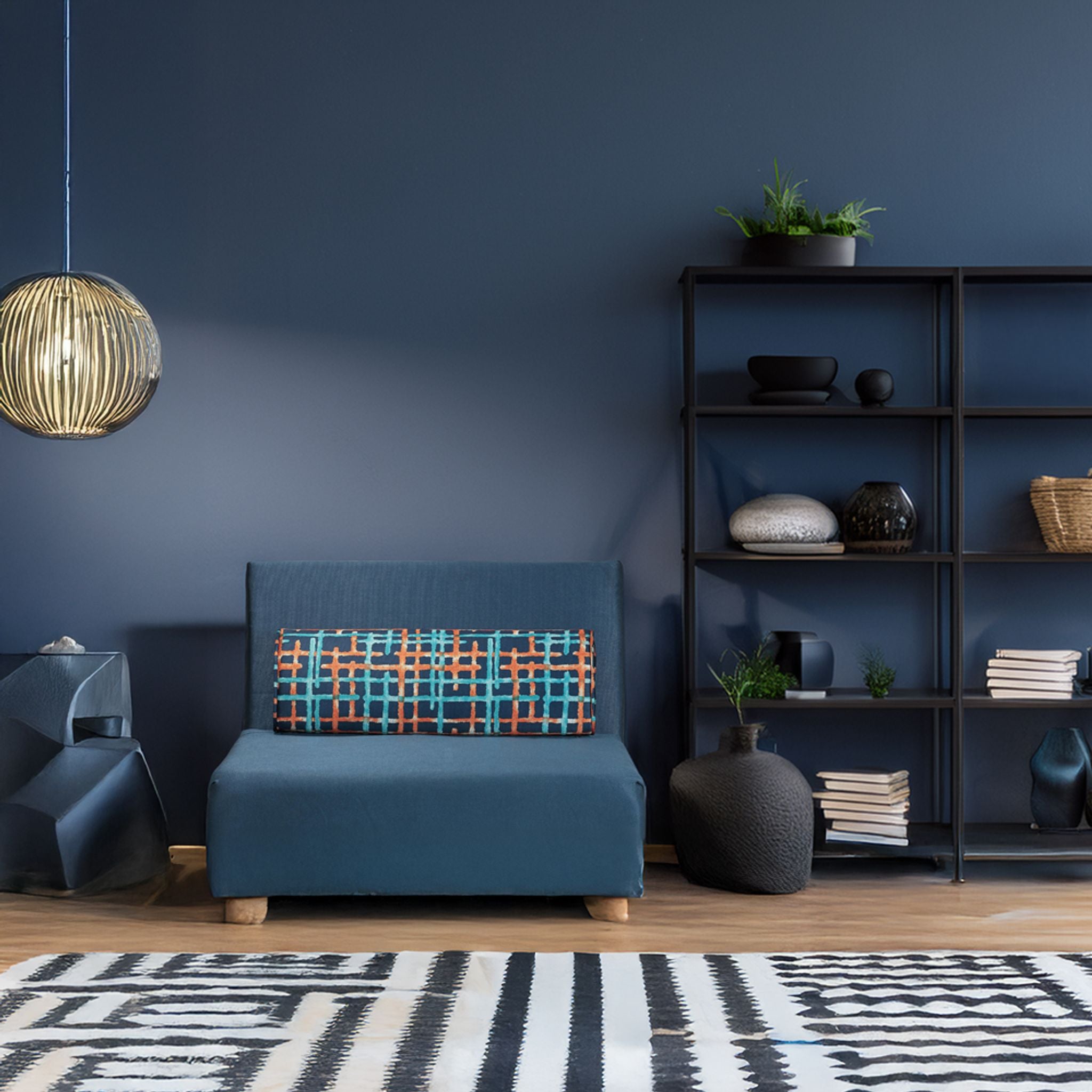 Savion Navy Convertible Accent Chair Bed