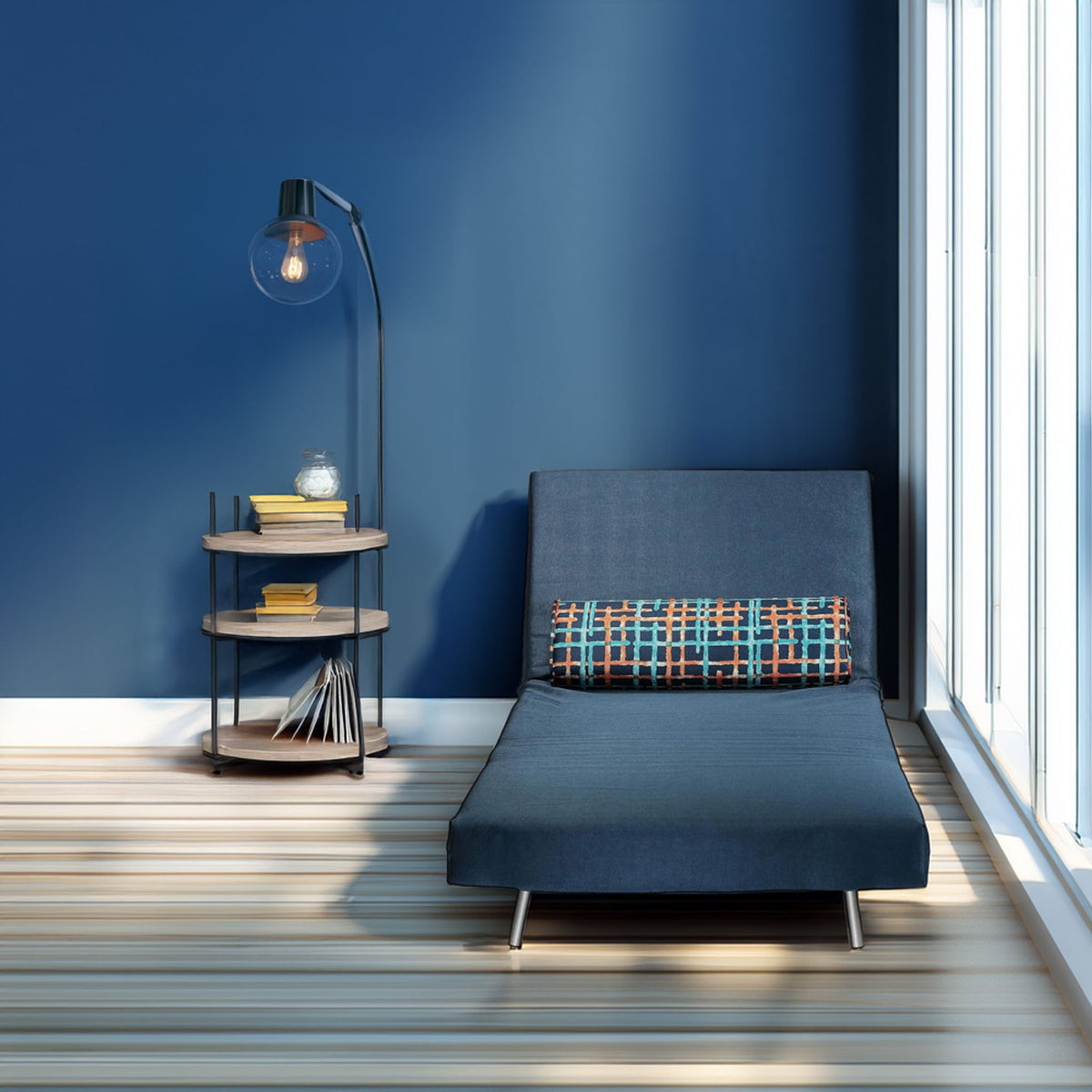 Savion Navy Convertible Accent Chair Bed
