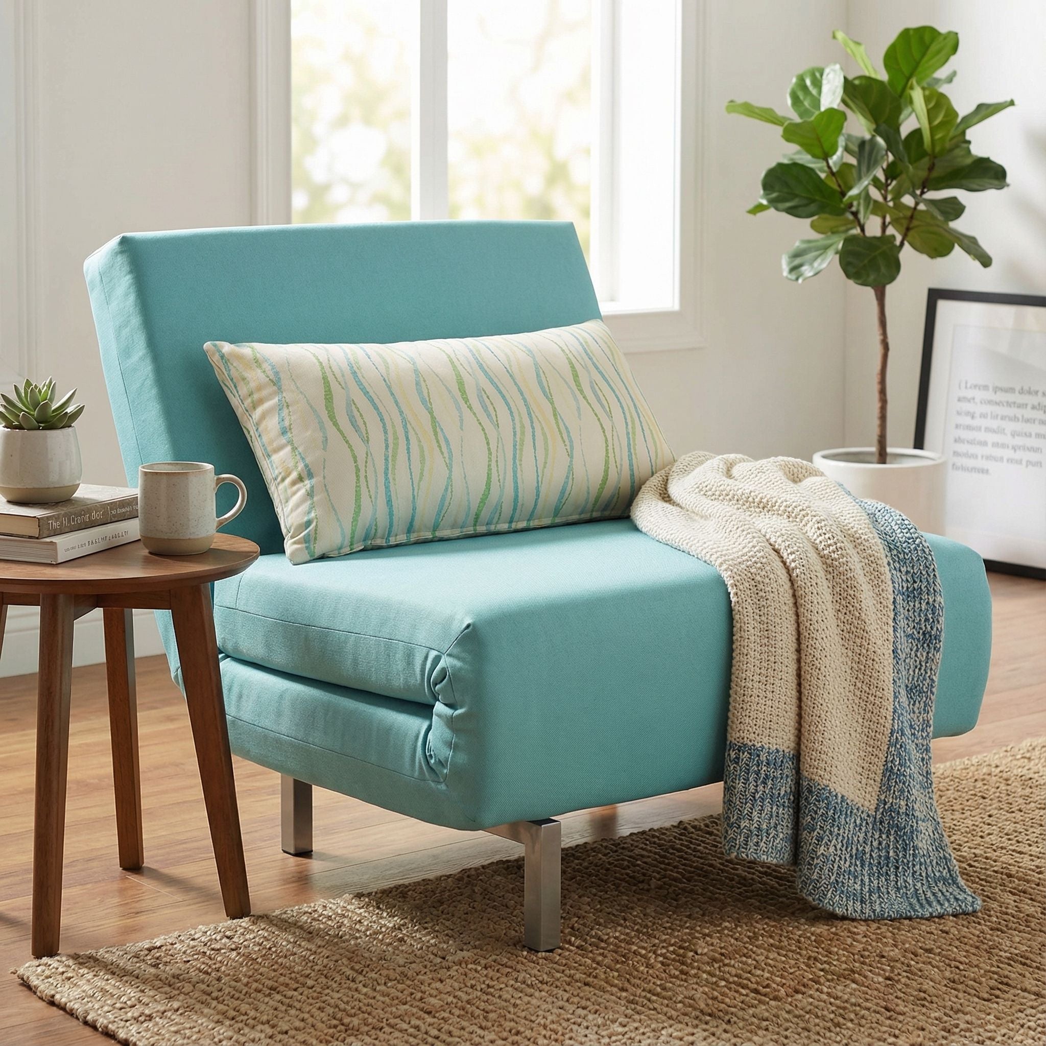 Savion Aqua Convertible Accent Chair Bed