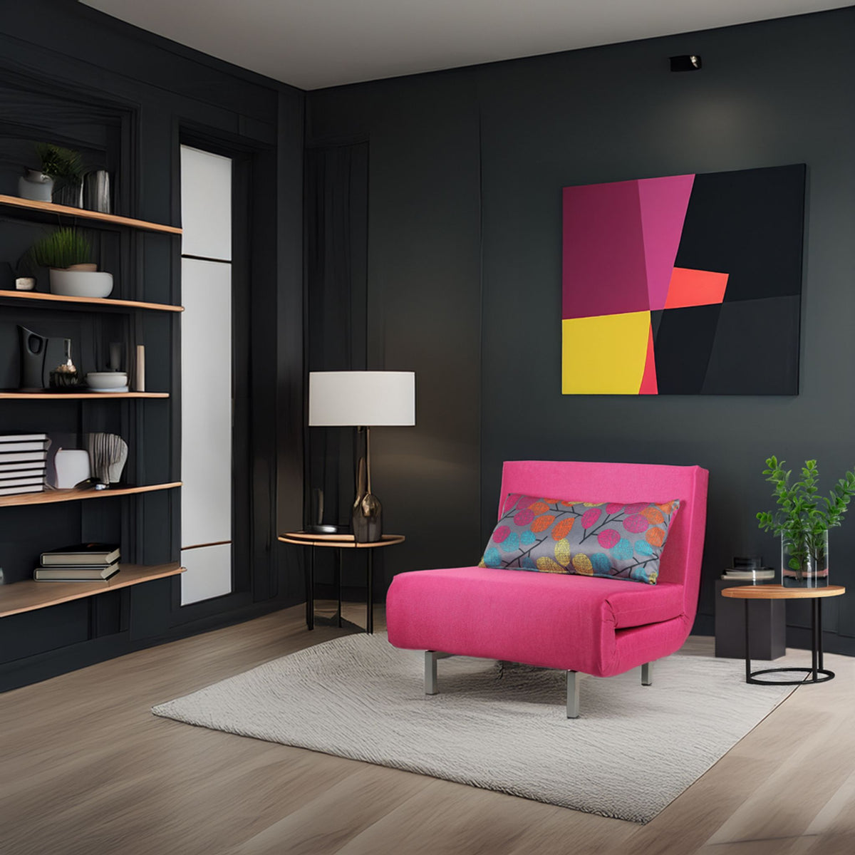 Savion Pink Convertible Accent Chair Bed
