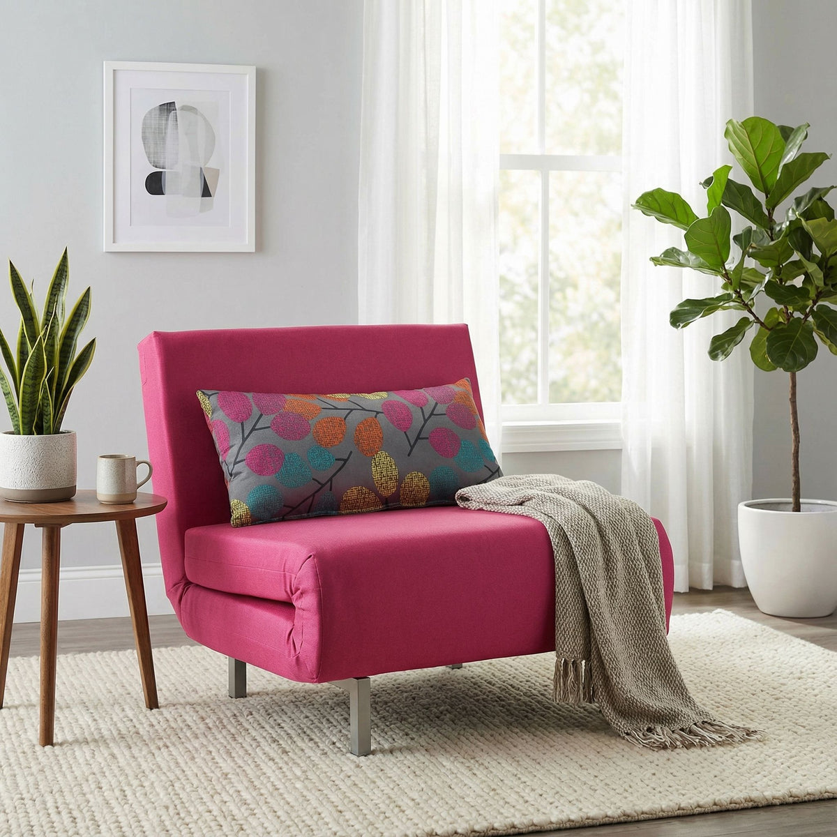 Savion Pink Convertible Accent Chair Bed