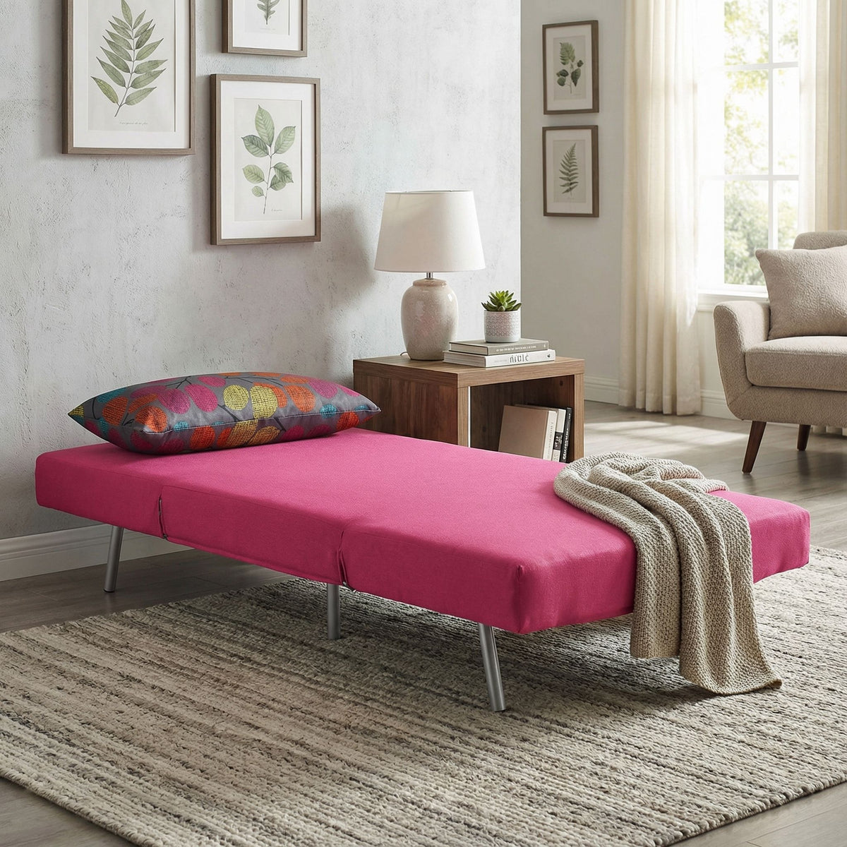Savion Pink Convertible Accent Chair Bed