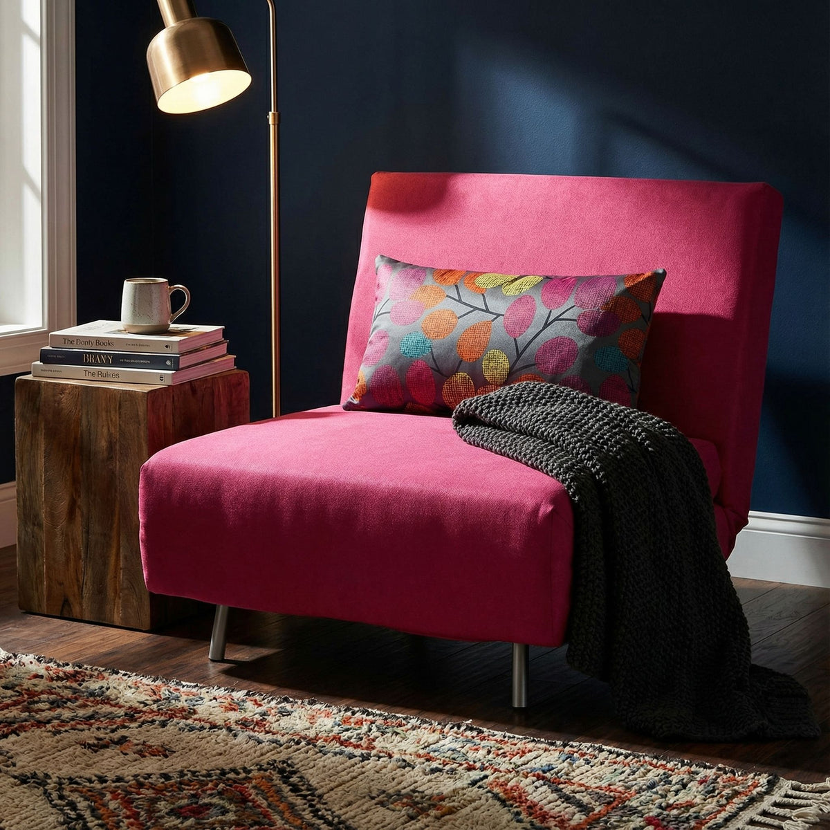 Savion Pink Convertible Accent Chair Bed