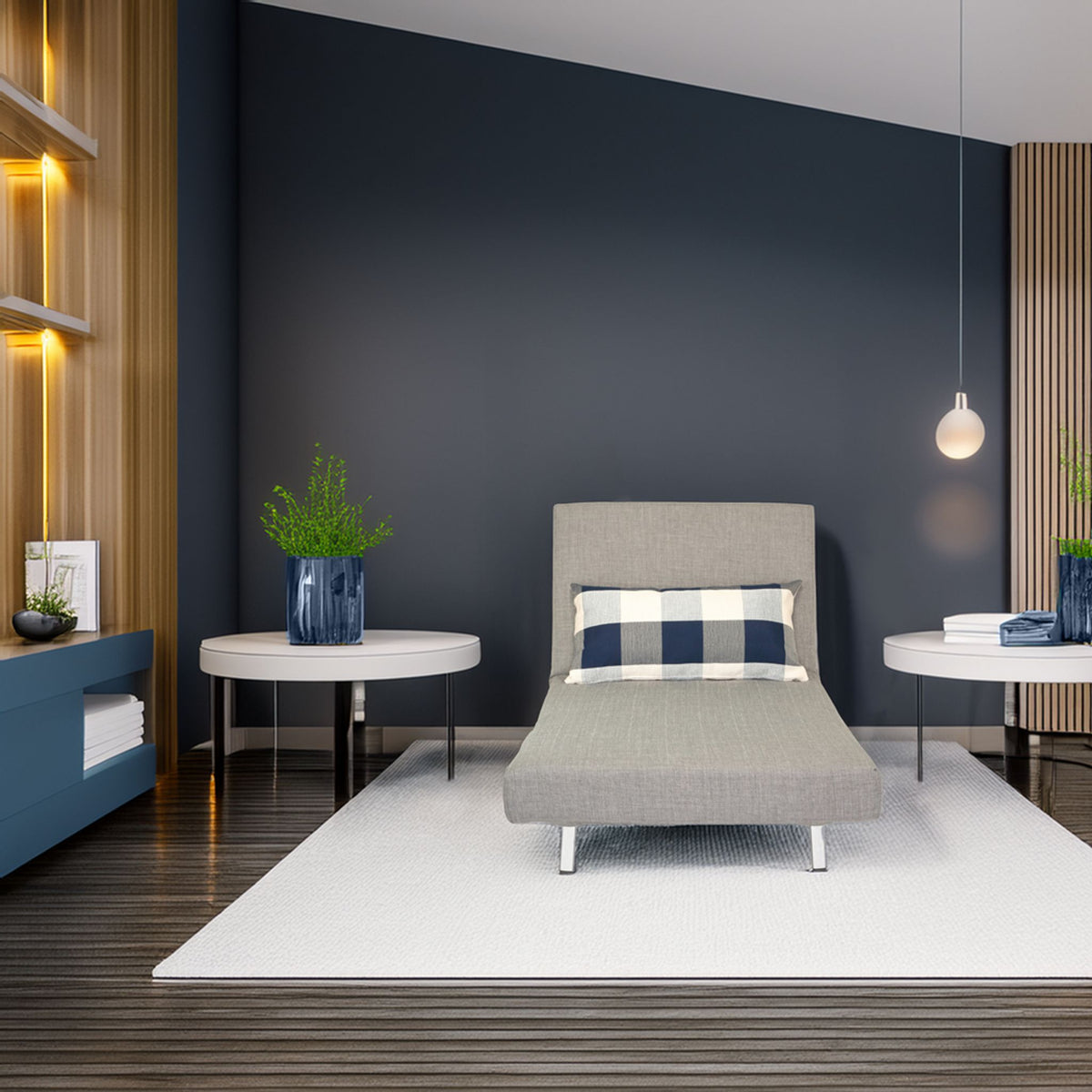 Savion Grey Convertible Accent Chair Bed