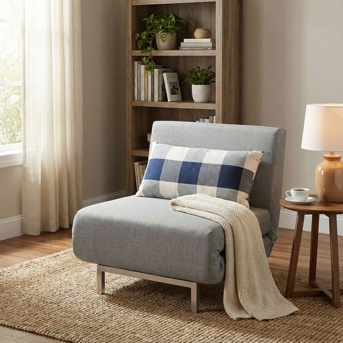Savion Grey Convertible Accent Chair Bed