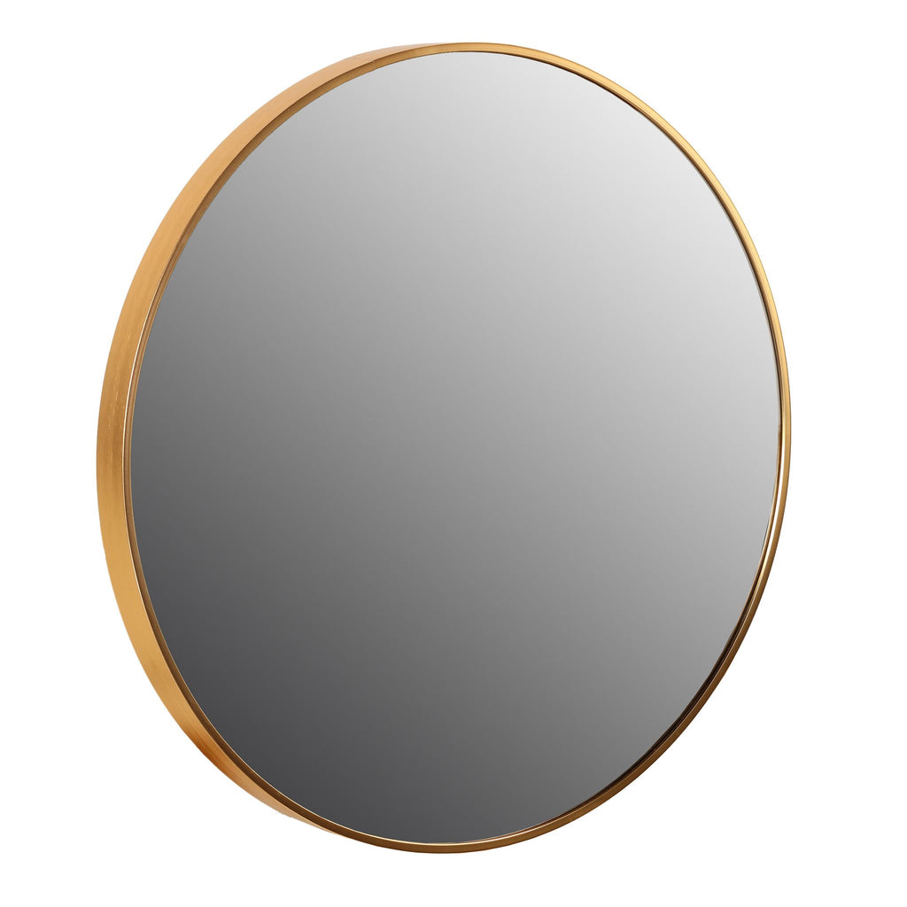 Opra Mirror, Round 24" with Brushed Gold Metal Frame