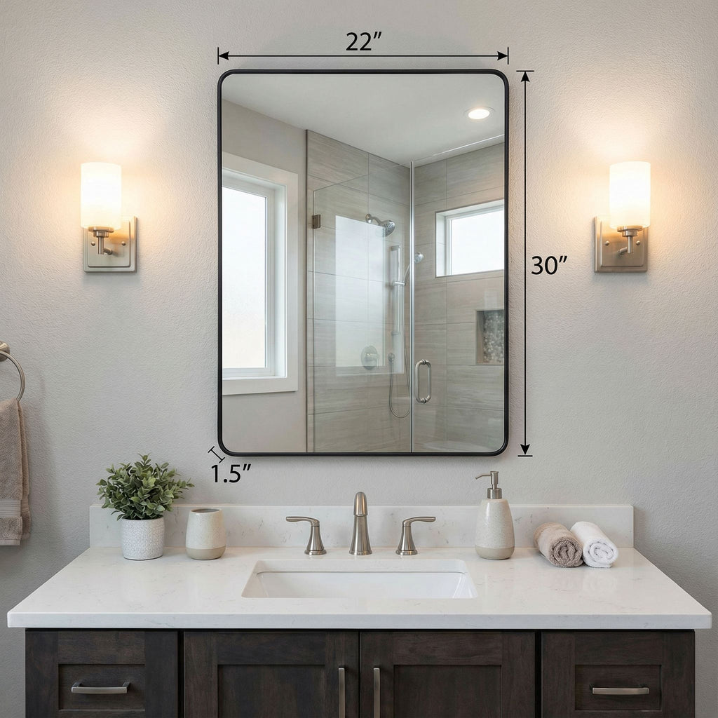 Elllen Mirror with Black Metal Frame 22"x30"