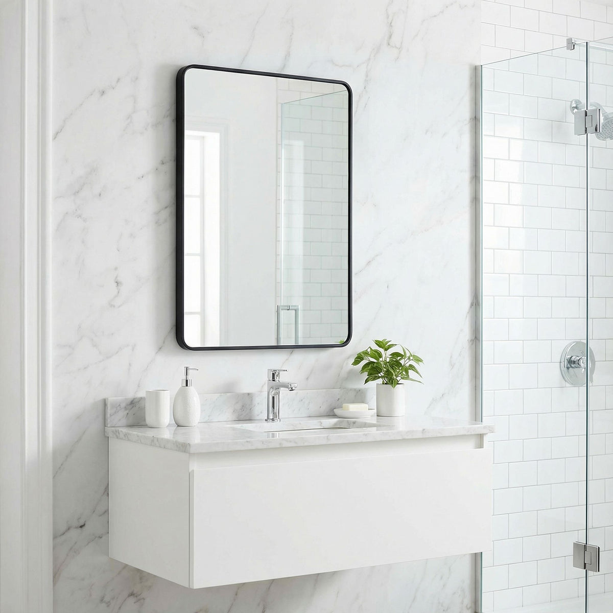 Elllen Mirror with Black Metal Frame 22"x30"