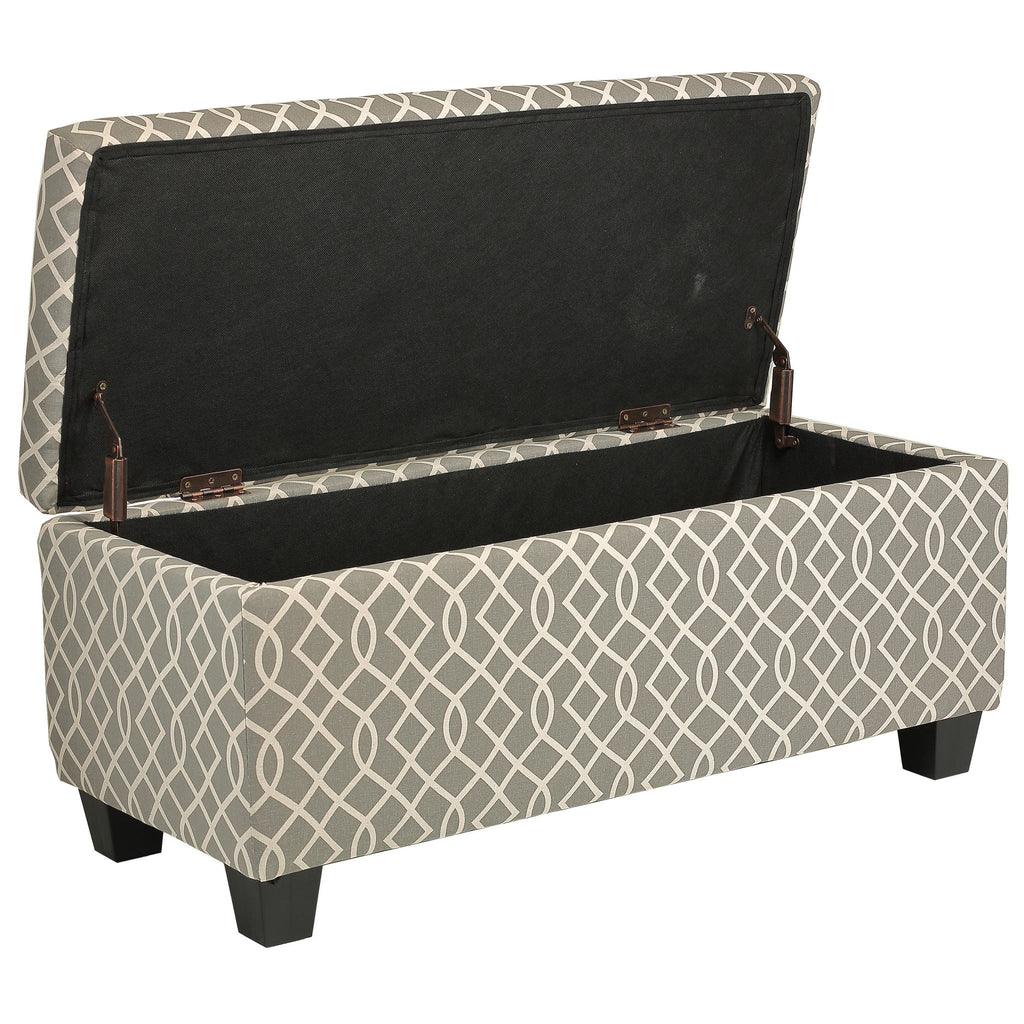 Kiki Upholstered Storage Ottoman, Grey Pattern