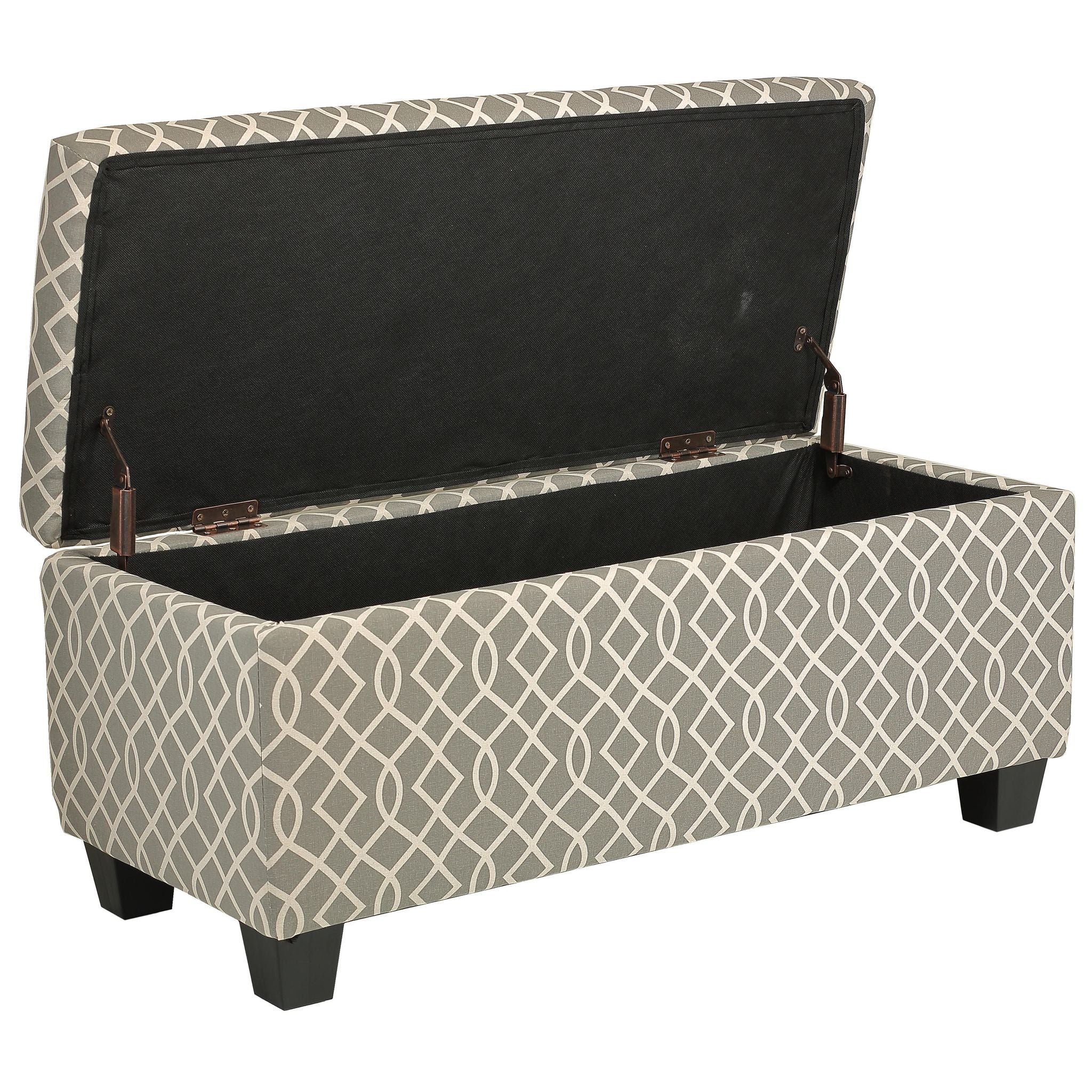 Kiki Upholstered Storage Ottoman, Grey Pattern
