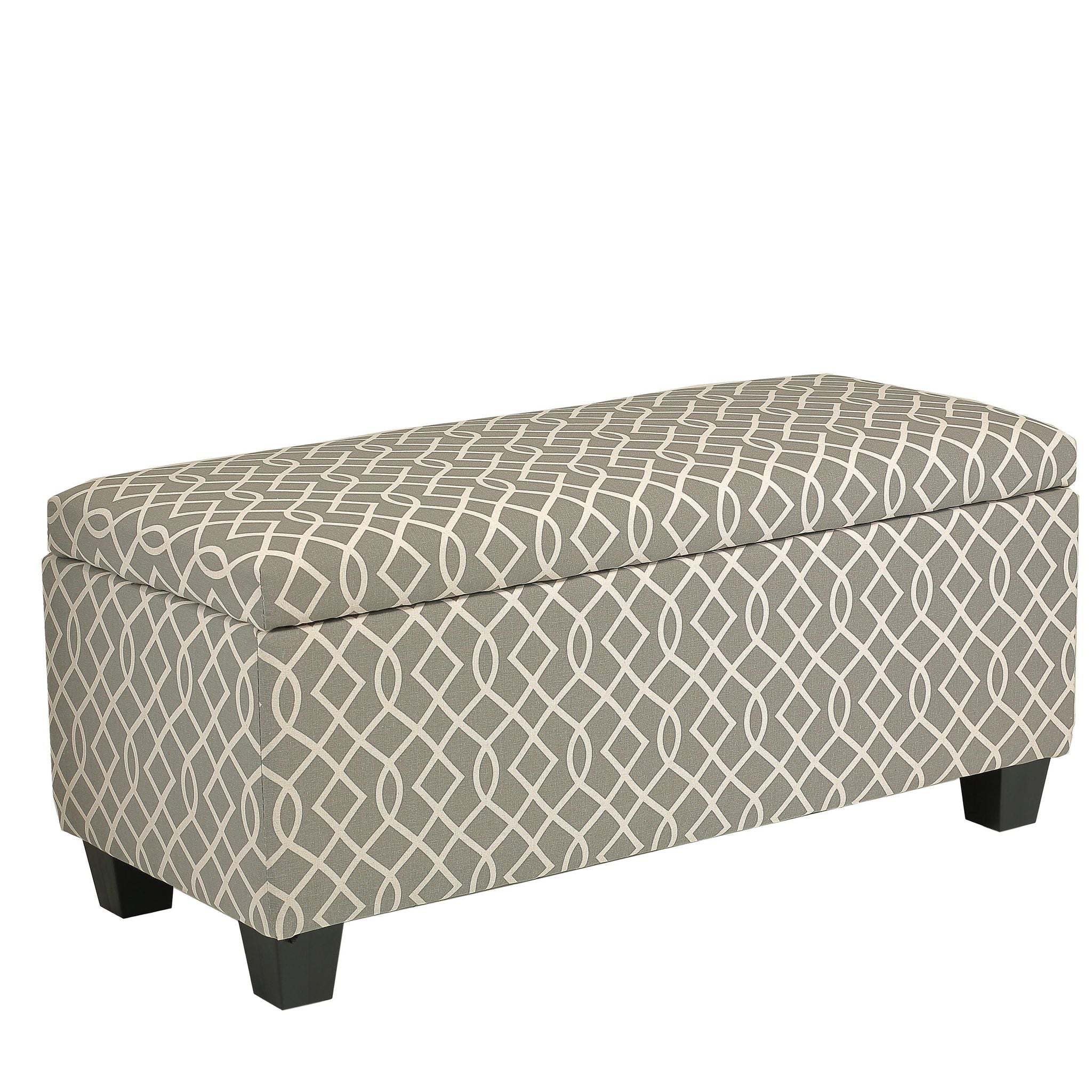 Kiki Upholstered Storage Ottoman, Grey Pattern