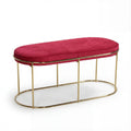 Cortesi Home Ludlow Bench Ottoman in Pink Velvet and Gold