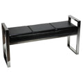 Holden Contemporary Metal Entryway Bench, Black faux Leather