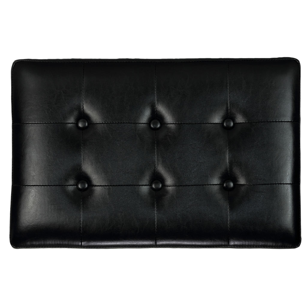 Kayla Traditional X Bench Ottoman in Vinyl with Nailhead Trim, Black
