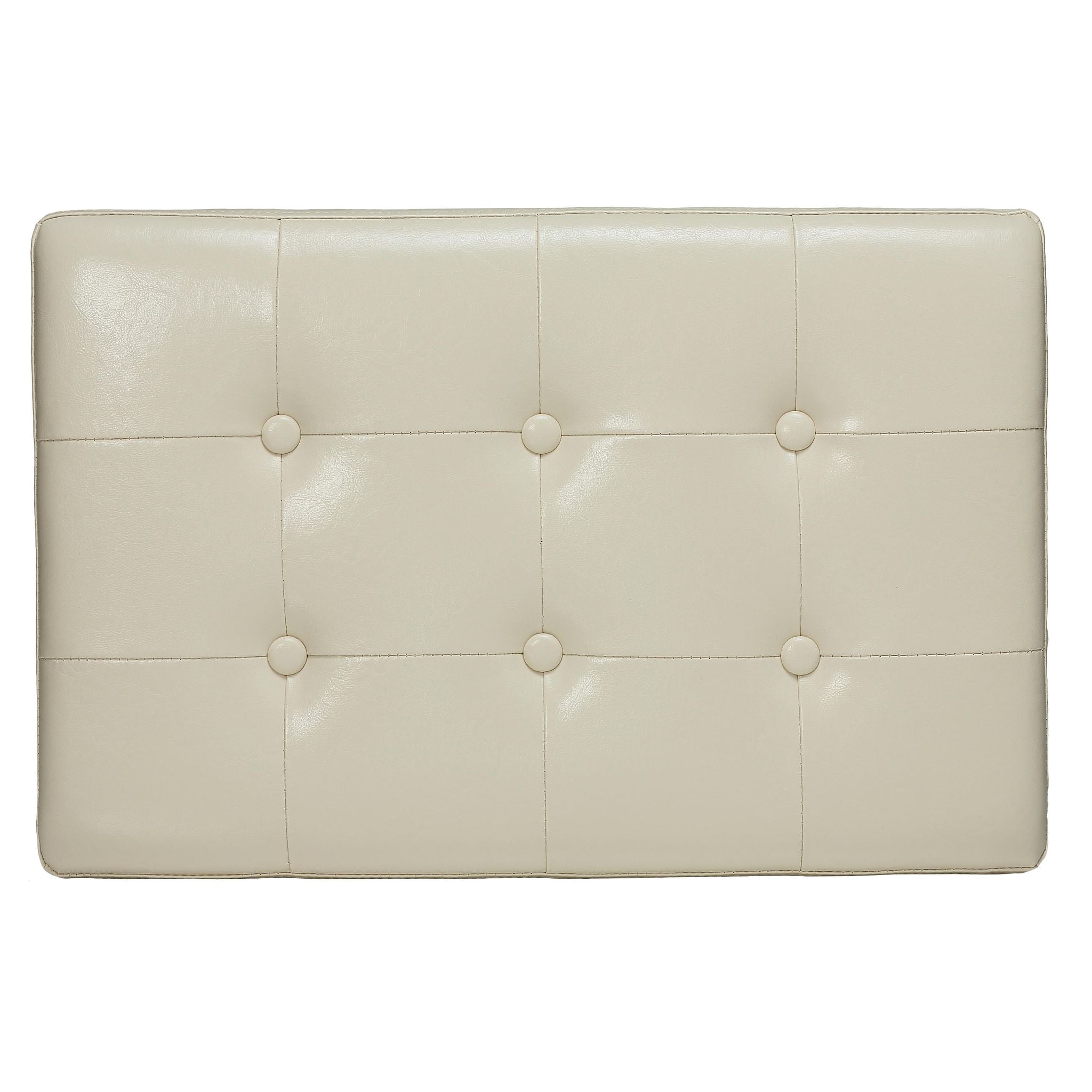 Kayla Traditional X Bench Ottoman in Vinyl with Nailhead Trim, Cream
