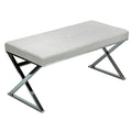 Zio Contemporary Metal Entryway X- Bench in Leather like Vinyl, White