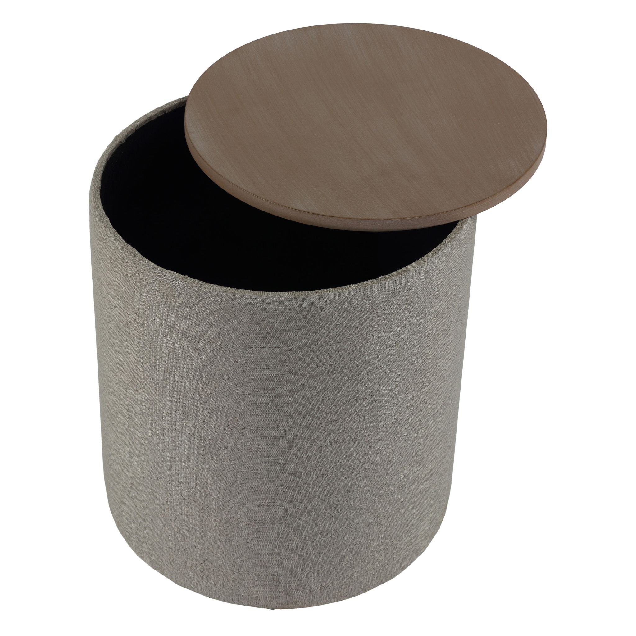 Vancouver Round Storage Ottoman with Wood Top