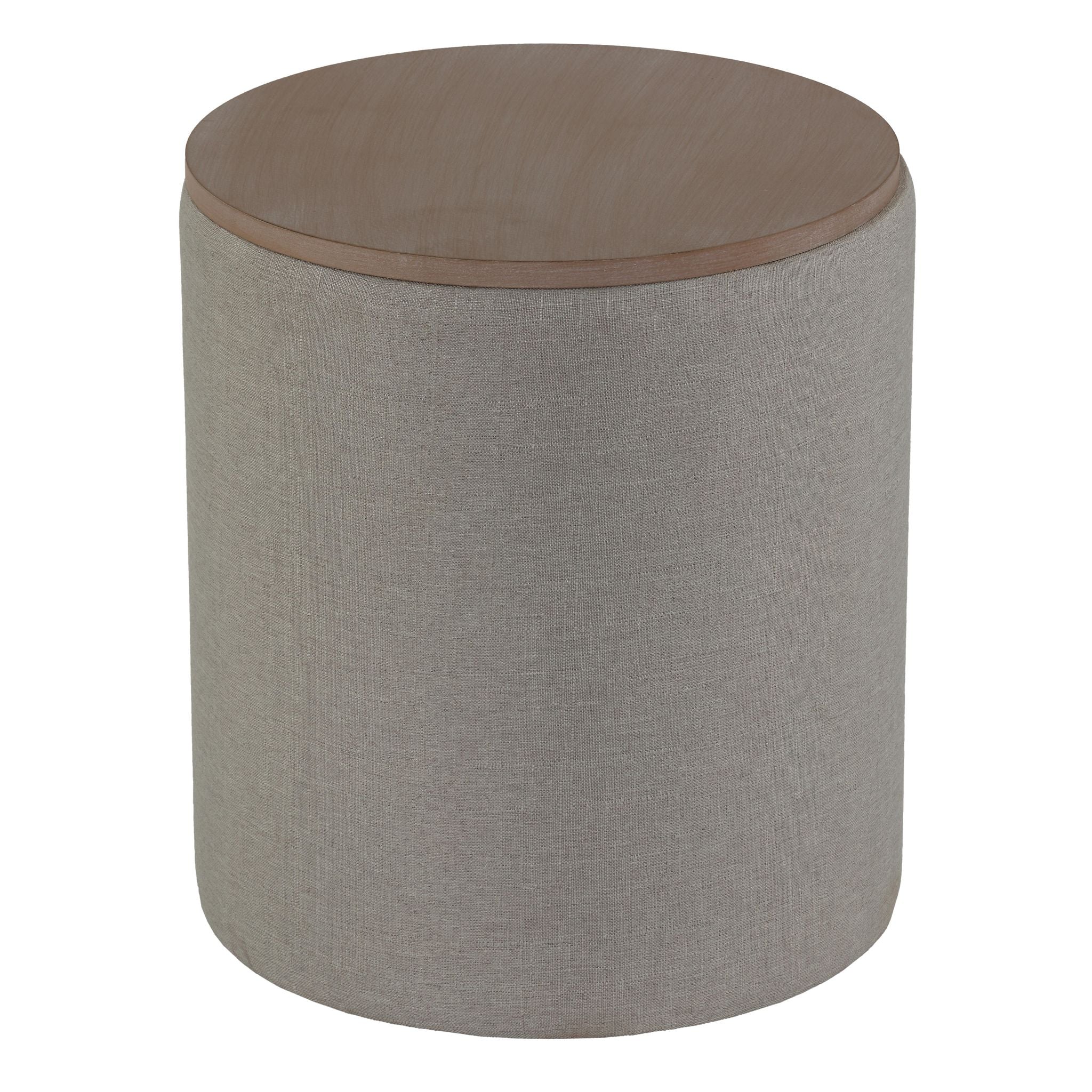 Vancouver Round Storage Ottoman with Wood Top