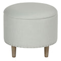 Hosta 19" Round Storage Ottoman in Light Beige Linen