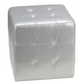 Apollo Cube Ottoman in Metallic Silver Faux Leather