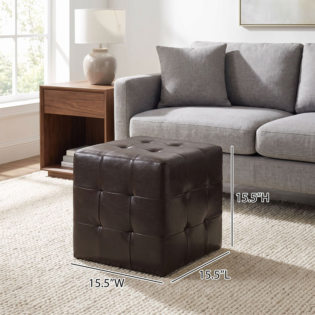 Braque Espresso Cube Ottoman in  Vinyl