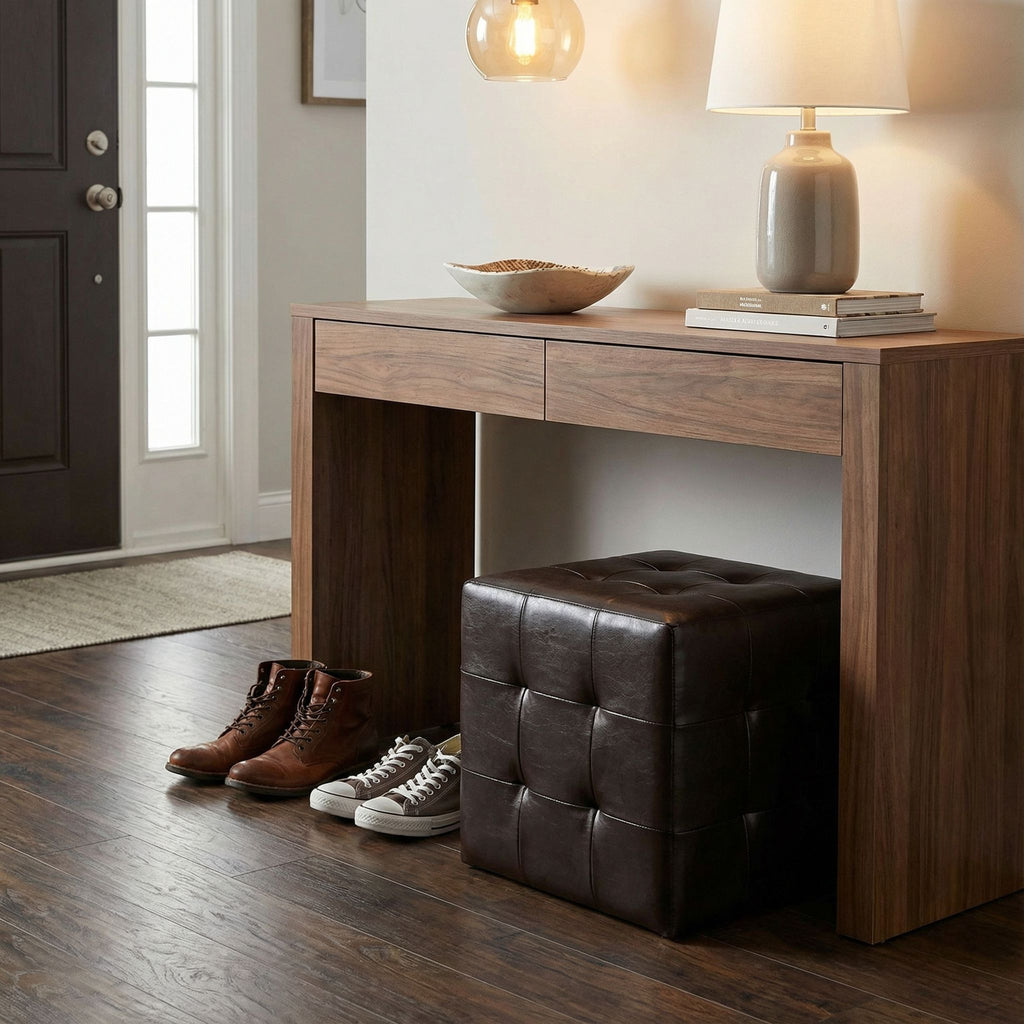 Braque Espresso Cube Ottoman in  Vinyl