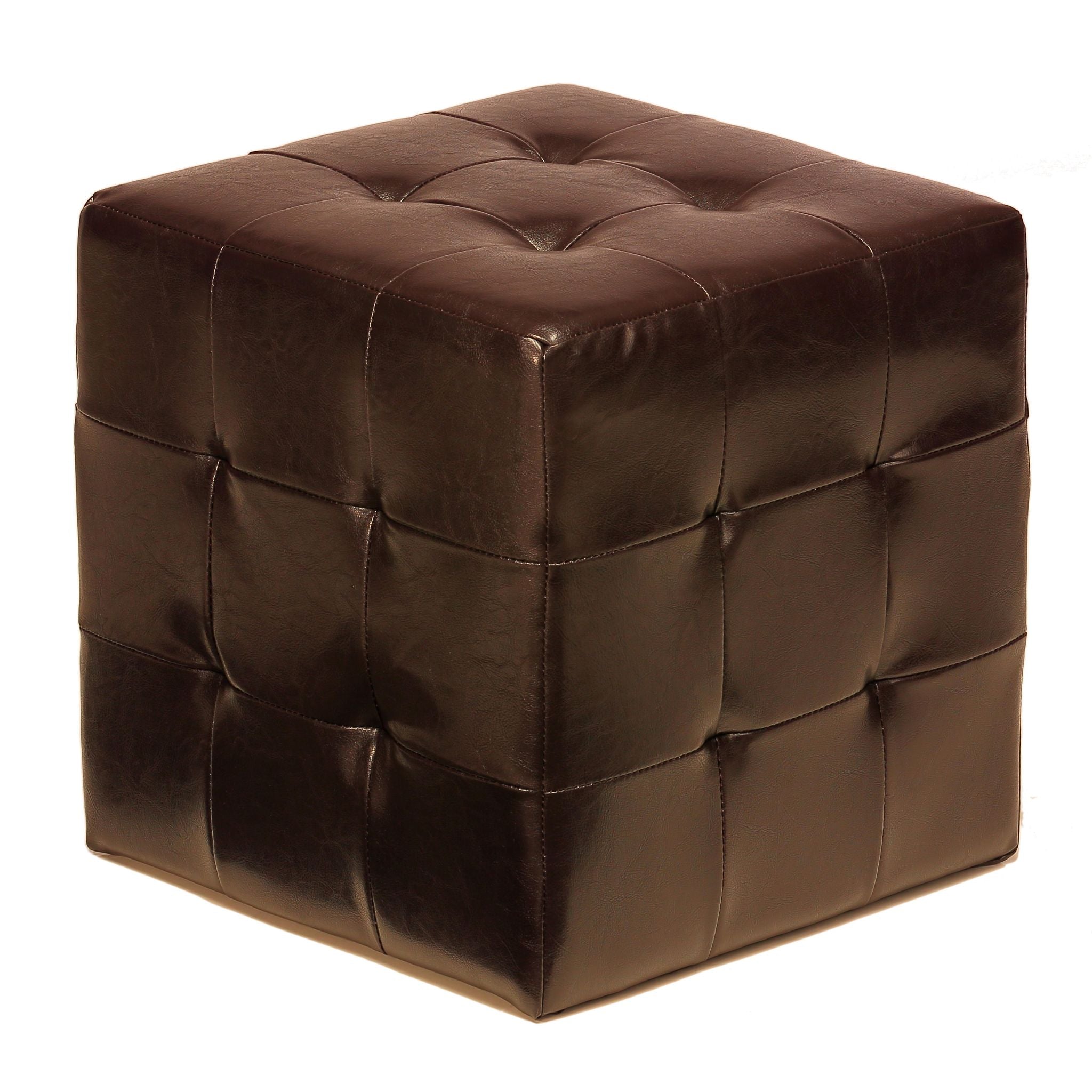 Braque Espresso Cube Ottoman in  Vinyl