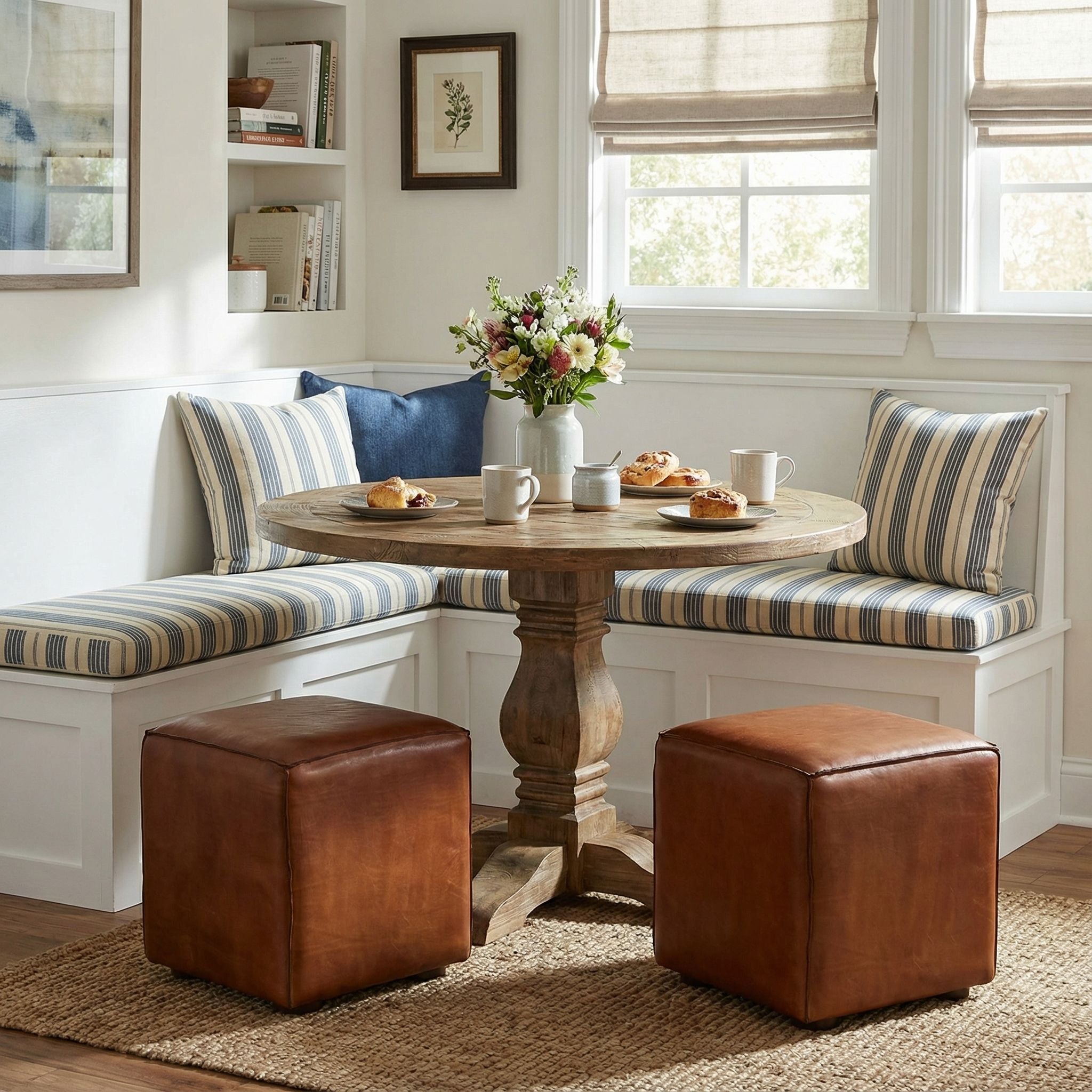 Cortesi Home Bronco Genuine Leather Cube Ottoman, Brown