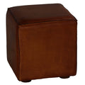 Cortesi Home Bronco Genuine Leather Cube Ottoman, Brown