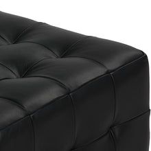 Cortesi Home Charli Tufted Cube Ottoman in 100% Genuine Leather, Black