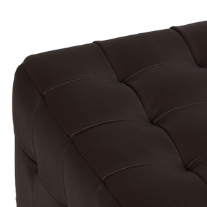 Cortesi Home Charli Tufted Cube Ottoman in 100% Genuine Leather, Brown