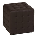 Cortesi Home Charli Tufted Cube Ottoman in 100% Genuine Leather, Brown