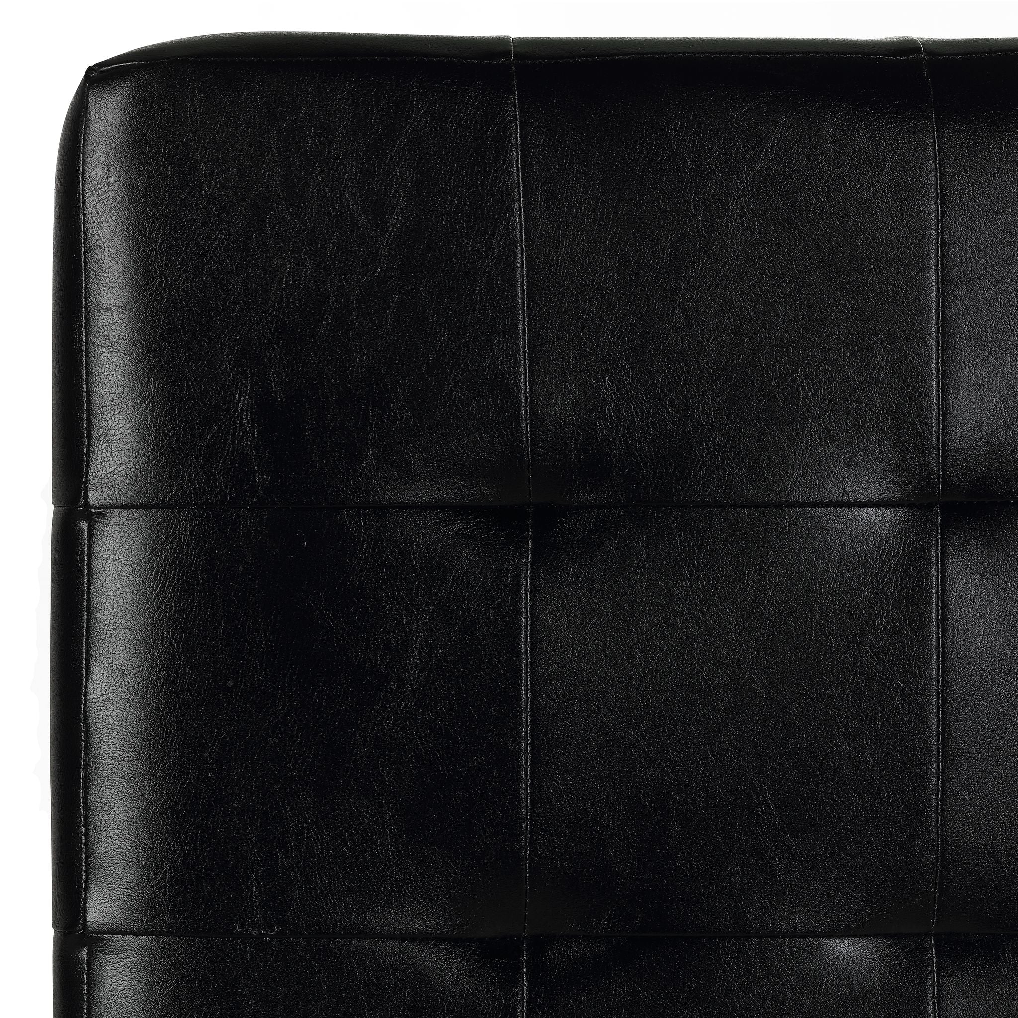 Braque Black Tufted Cube Ottoman in Leather like Vinyl