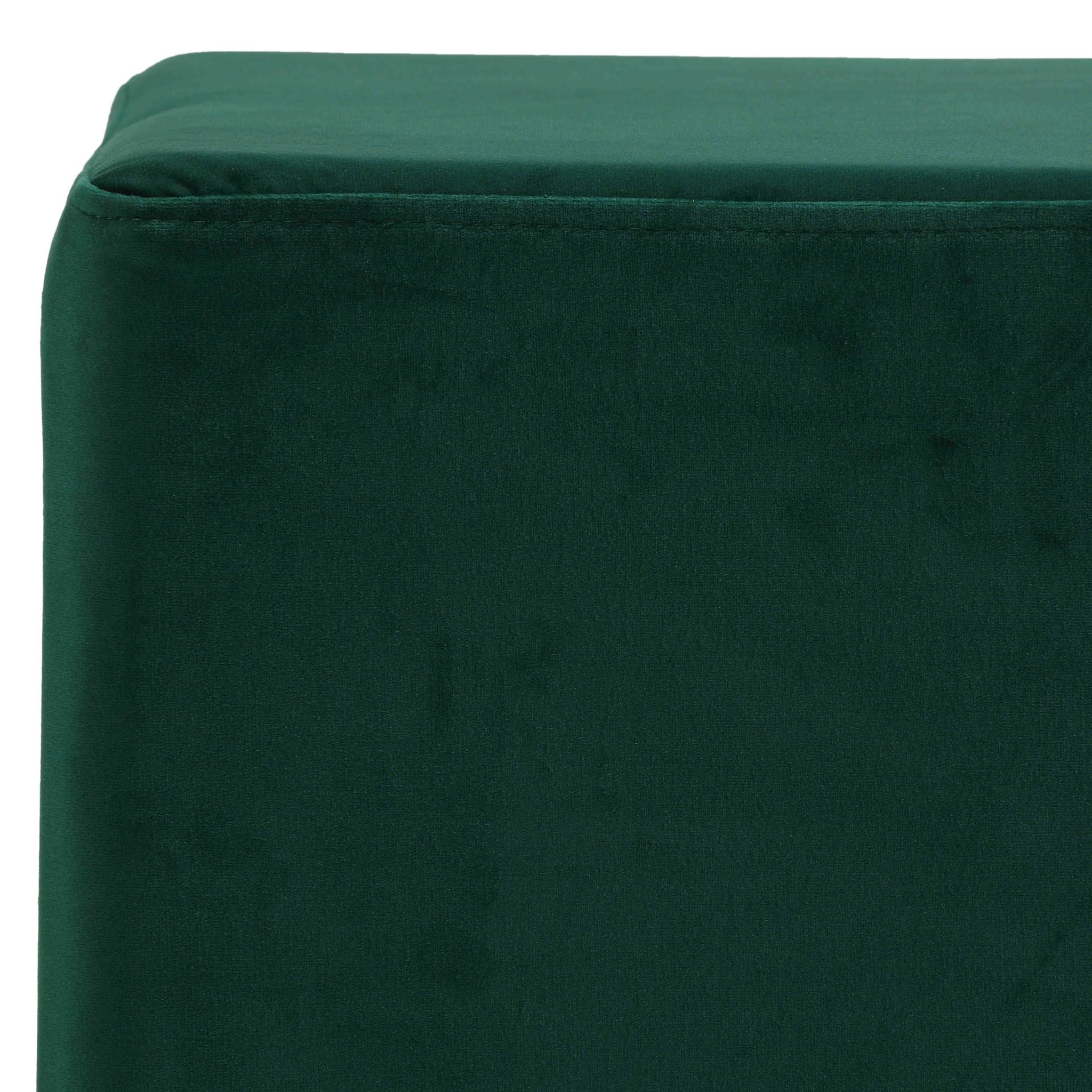 Dover Square Ottoman in Green Velvet, Chrome