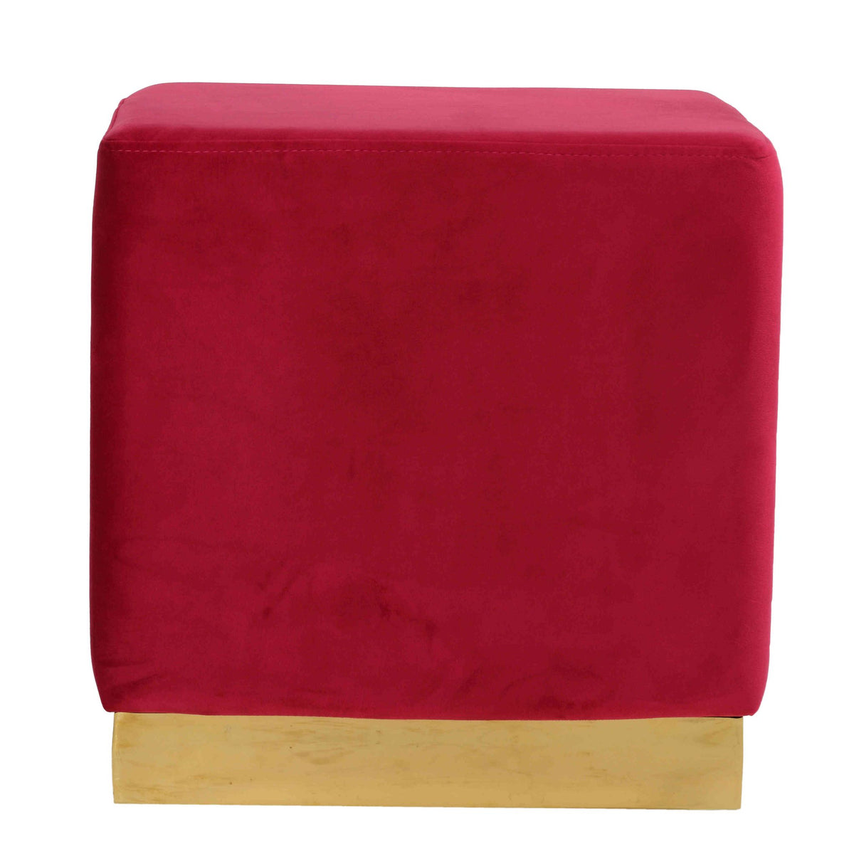 Dover Square Ottoman in Pink Velvet, Brushed Gold