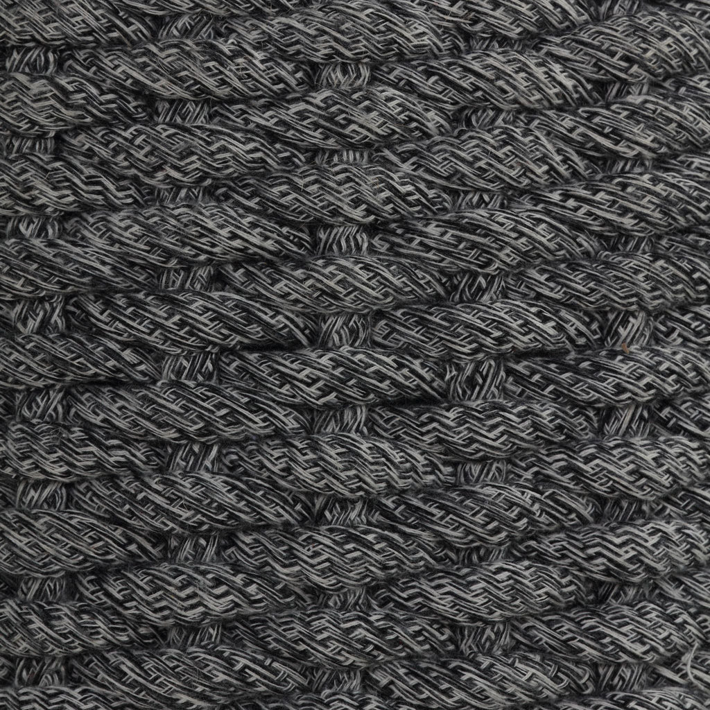 Augusta Round Rope Pouf Ottoman, Grey Fabric