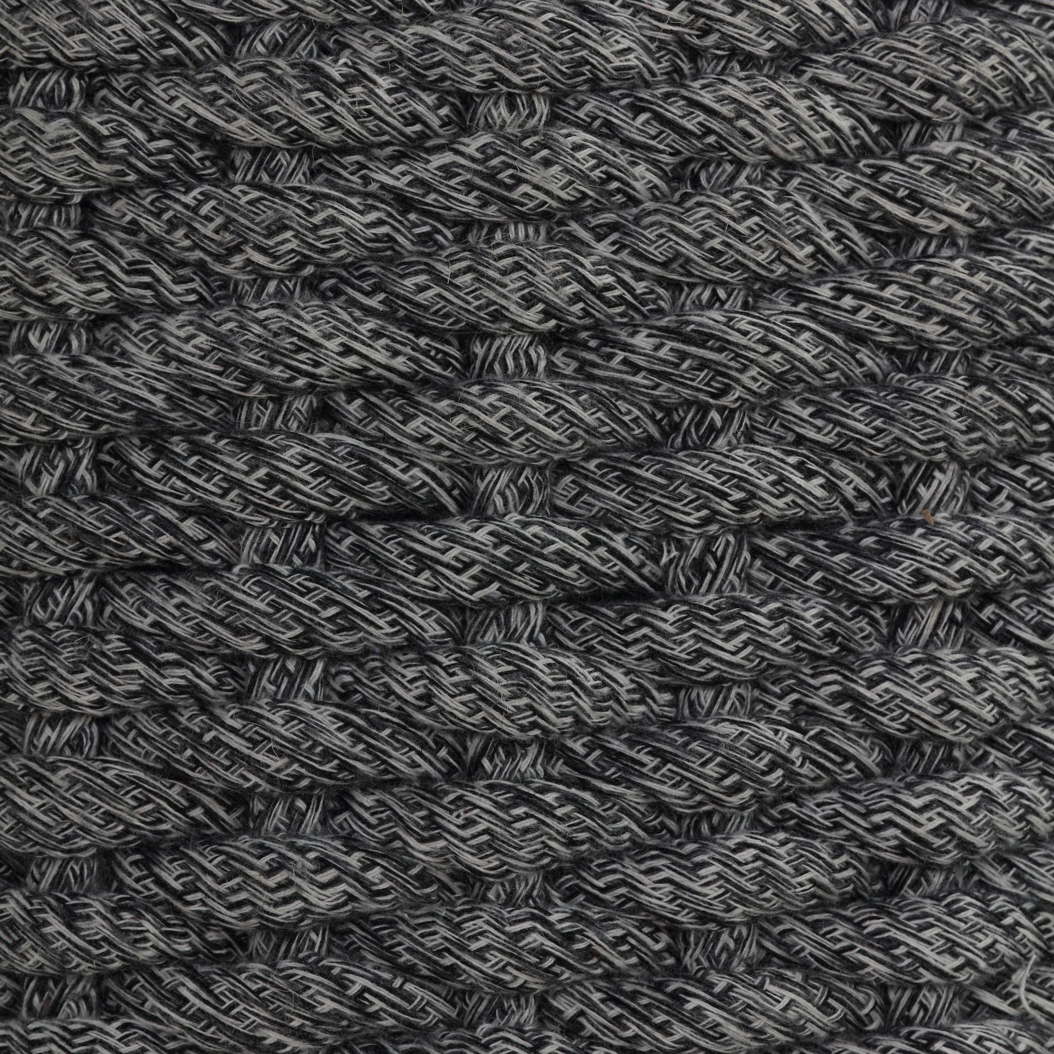 Augusta Round Rope Pouf Ottoman, Grey Fabric