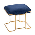 Bluejay Ottoman, Blue Velvet Fabric with Gold Metal Base