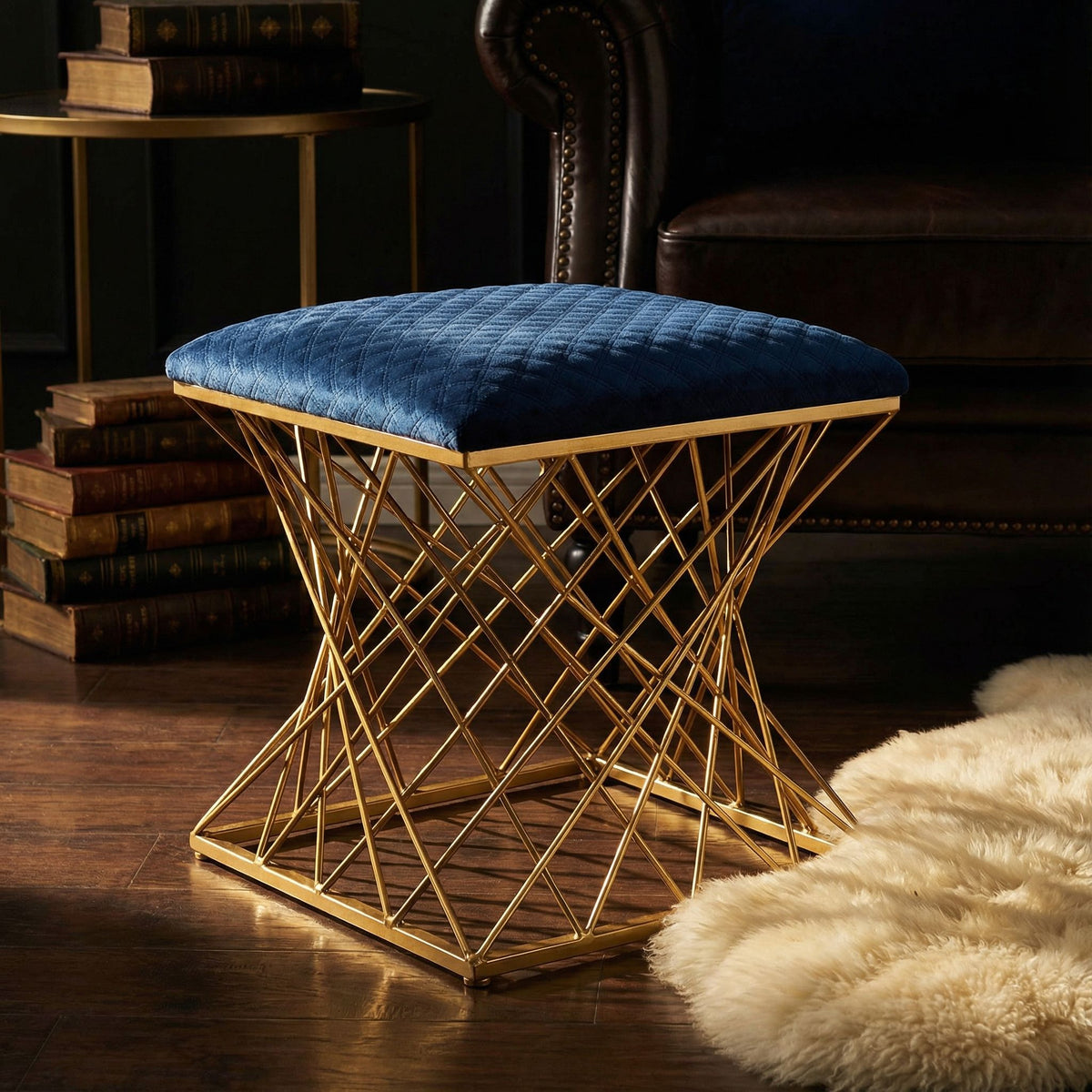Lillia Square Ottoman, Navy