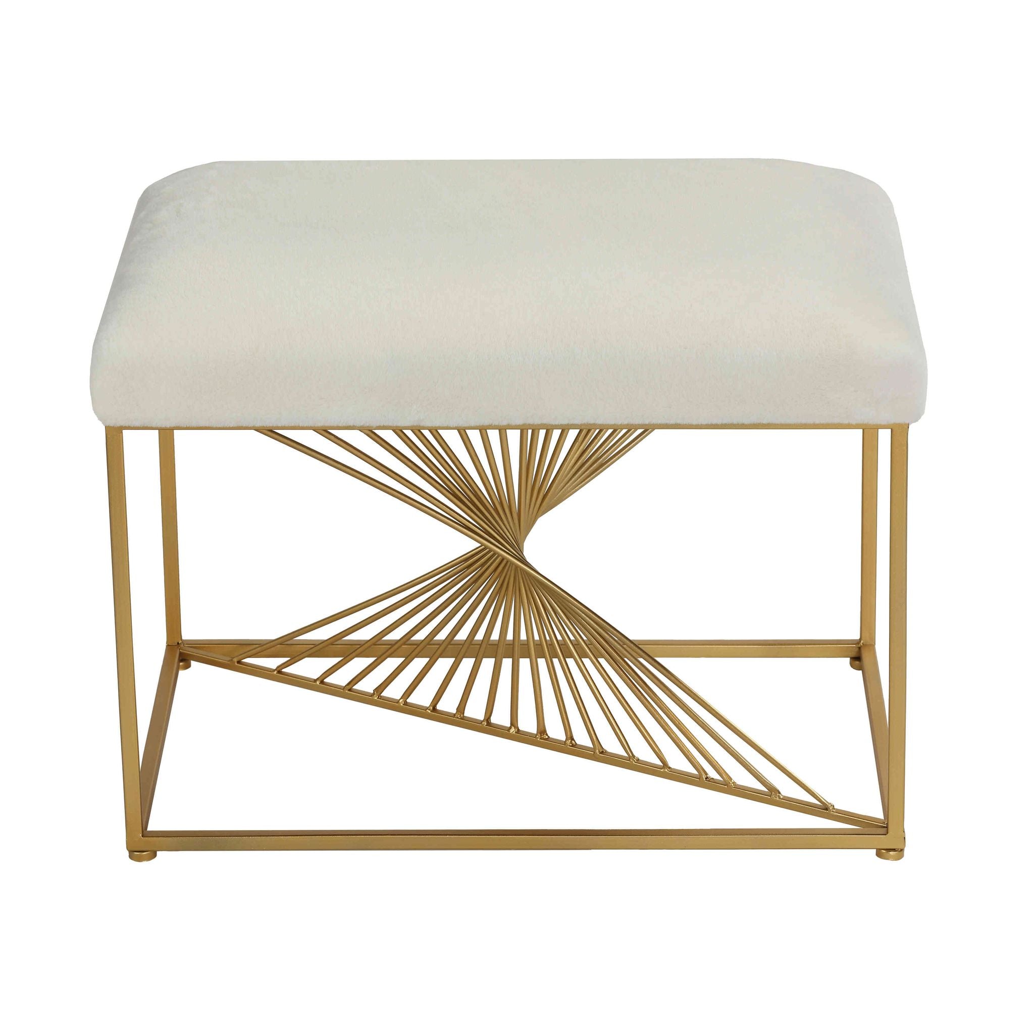 Hedda Ottoman, White & Gold
