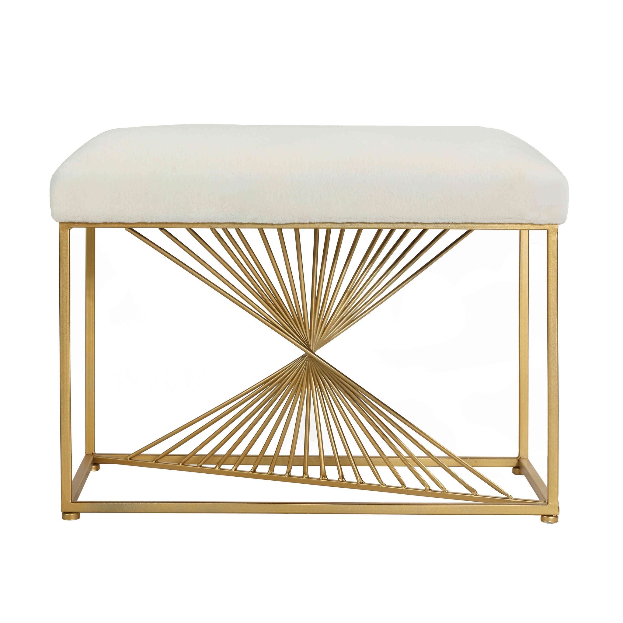 Hedda Ottoman, White & Gold