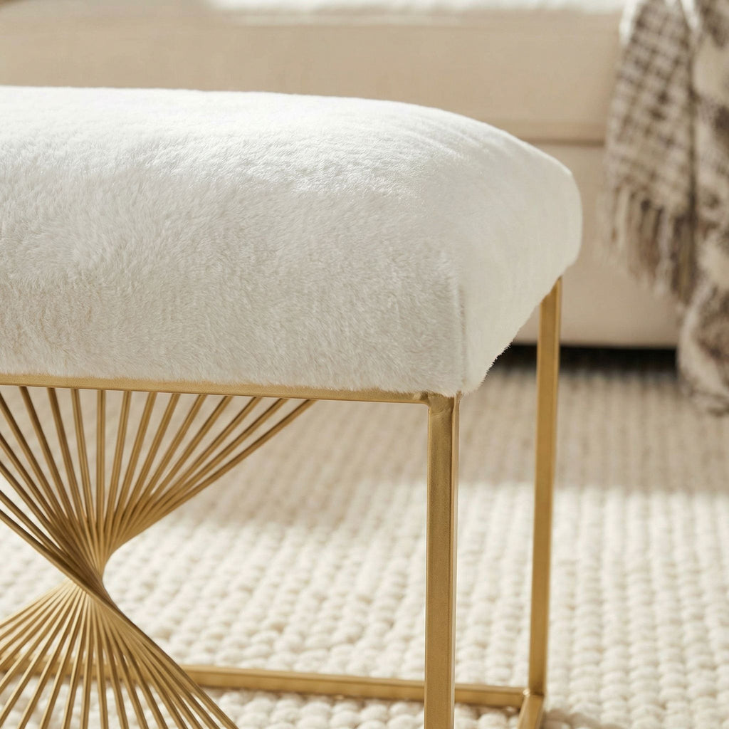 Hedda Ottoman, White & Gold