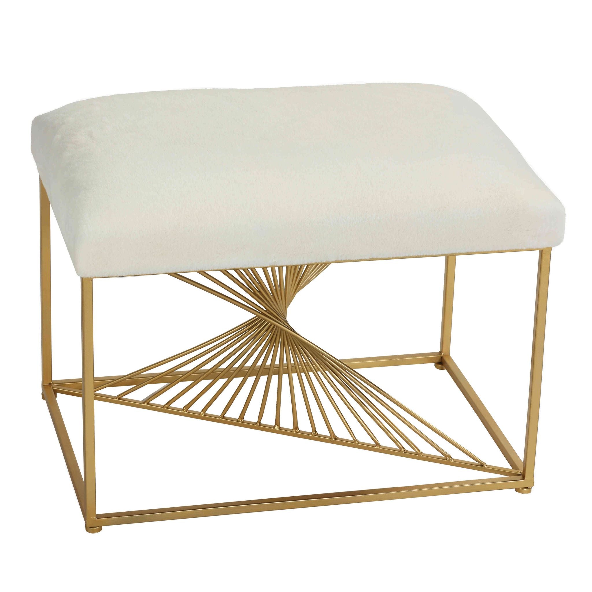 Hedda Ottoman, White & Gold