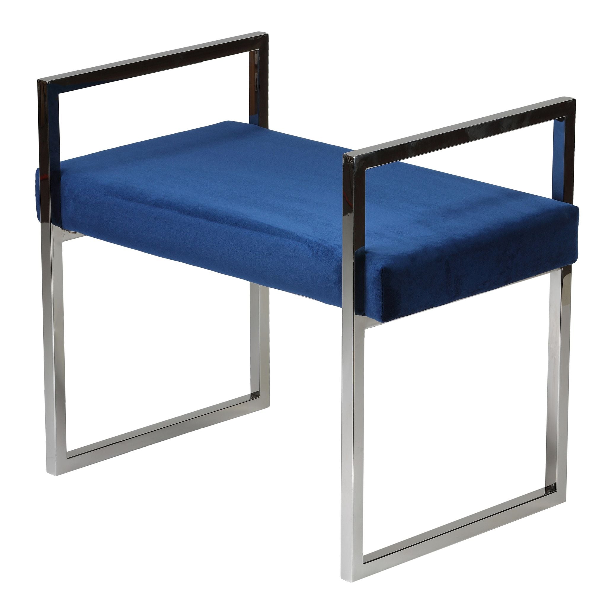 Anna Contemporary Velvet Bench, Blue